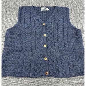 Vintage John Molloy Donegal Ireland Mens Large 100% Wool Cable Knit Sweater Vest